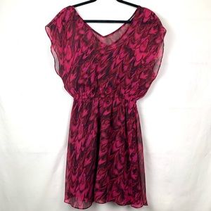 Express Flowy Printed Dress Elastic Waist Small